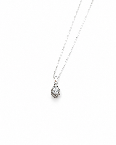 Colar Gota Prata 925 Com Zircônia Cristal Cravejada