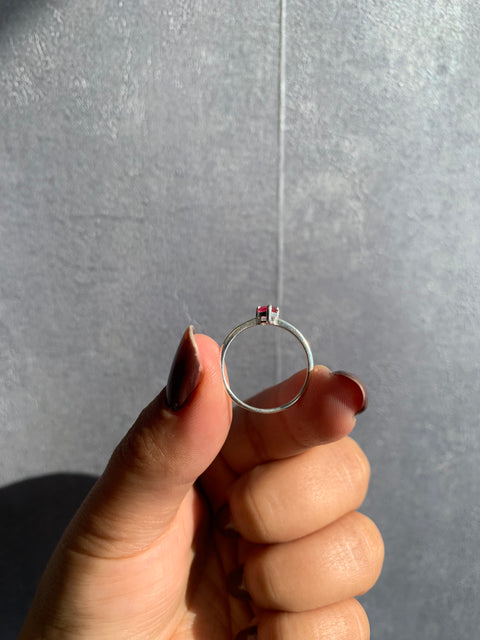 Anel Solitário Prata 925 Noivado Coração Rosa Rubi Feminino