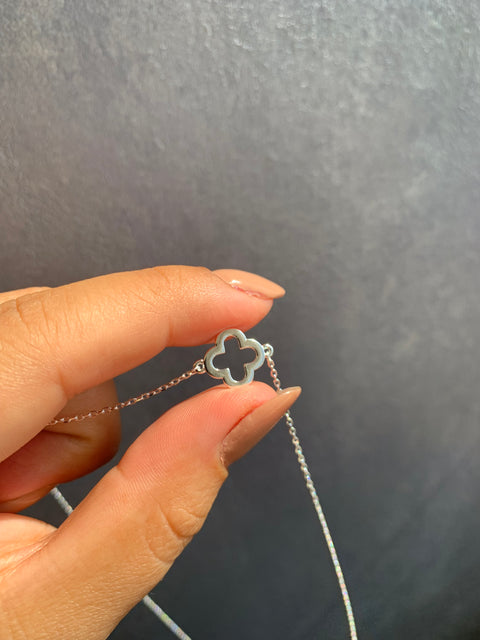 Colar Trevo Prata 925 Trevos Feminino Zircônia Gargantilha