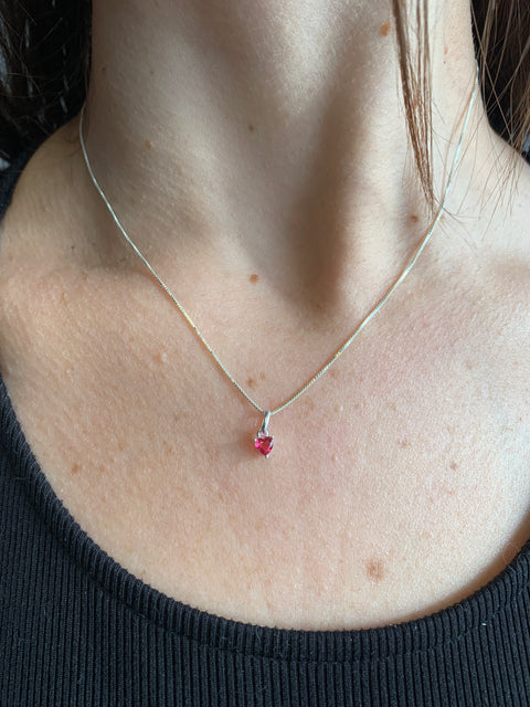 Colar Prata 925 Ponto de Luz Coração Feminino Presente