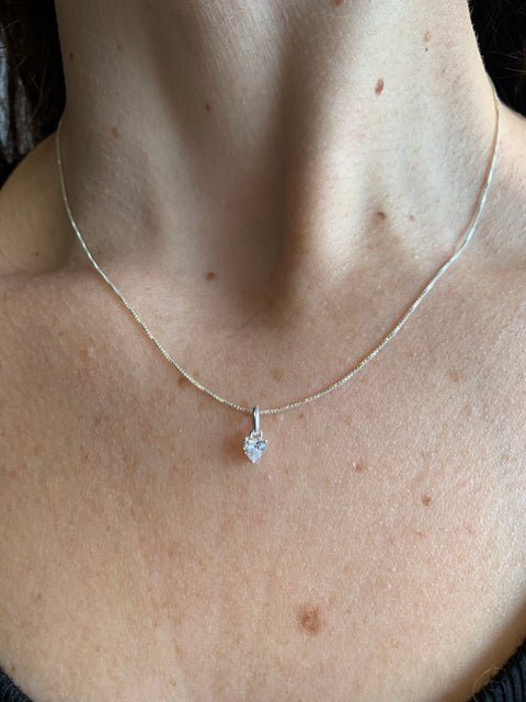 Colar Prata 925 Ponto de Luz Coração Feminino Presente