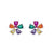 Brinco Colorido Prata 925 Flor Feminino Pedra Zircônia