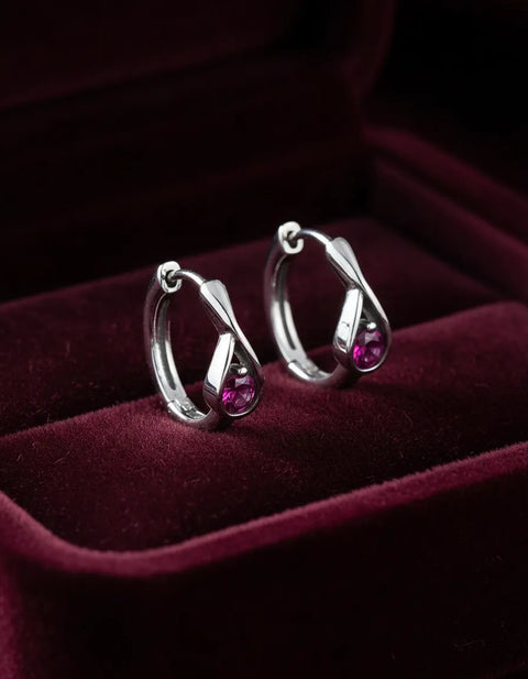 Argola Brinco em Prata 925 Gota de Click Feminina Básica