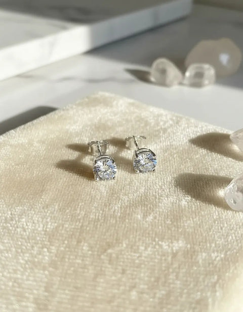Brinco Ponto de Luz Prata 925 Zircônia Cristal 6mm Feminino