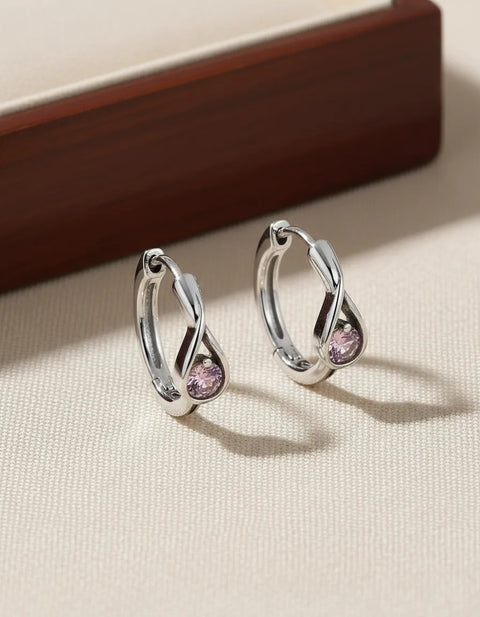 Argola Brinco em Prata 925 Gota de Click Feminina Básica