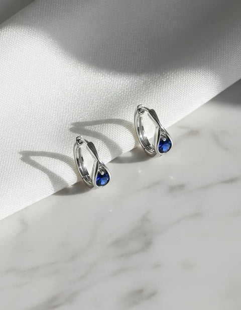 Argola Brinco em Prata 925 Gota de Click Feminina Básica
