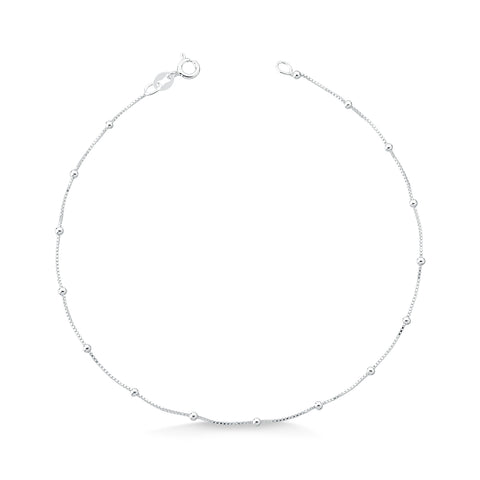 Pulseira de Prata 19mm Veneziana com Bolinhas 18,50cm