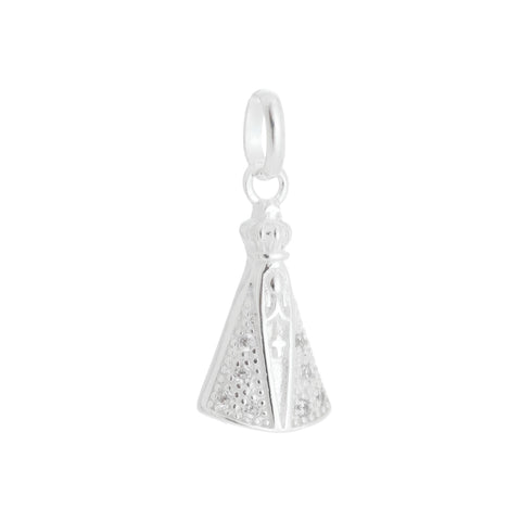 Pingente de Prata Nossa Senhora Aparecida com Zircônia Cristal