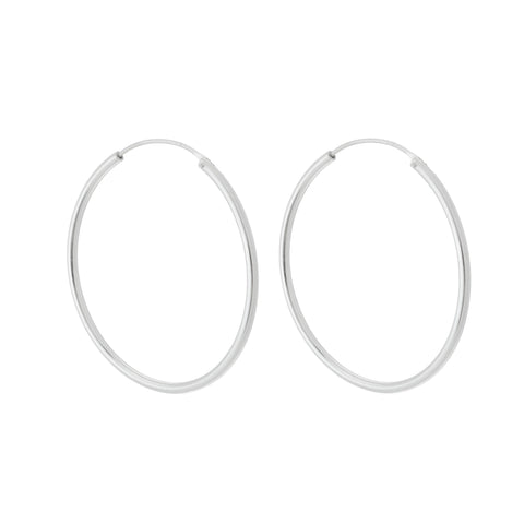 Brinco De Prata Argola Lisa 35mm (1º Furo ou 2º Furo)